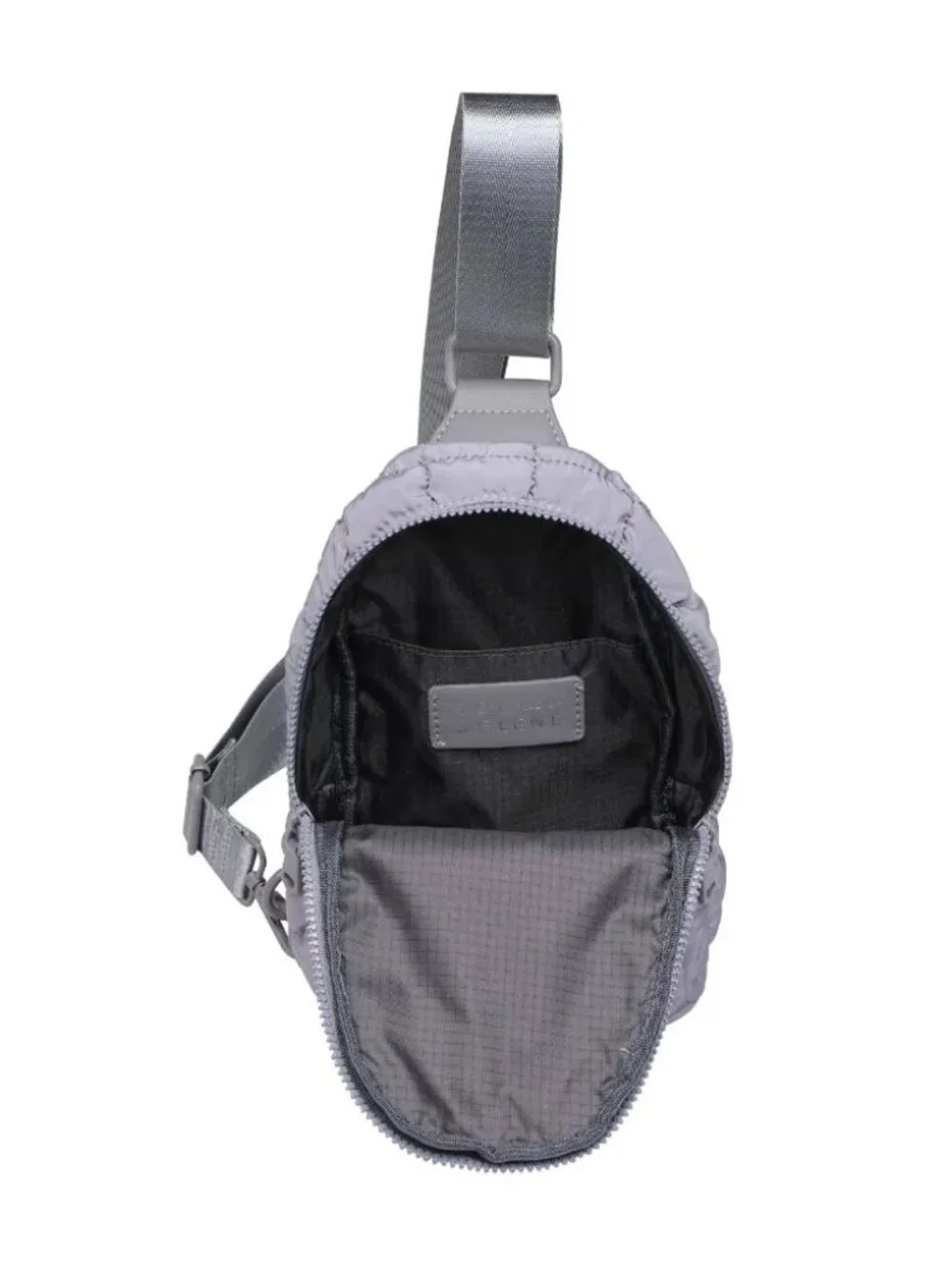 Gray Sol and Selene Rejuvenate Quilted Puffer Nylon Sling Backpack Bag